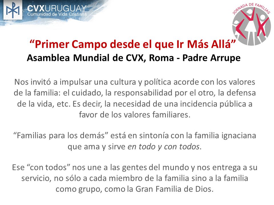 Primer Campo desde el que Ir Más Allá Asamblea Mundial de CVX, Roma - Padre Arrupe