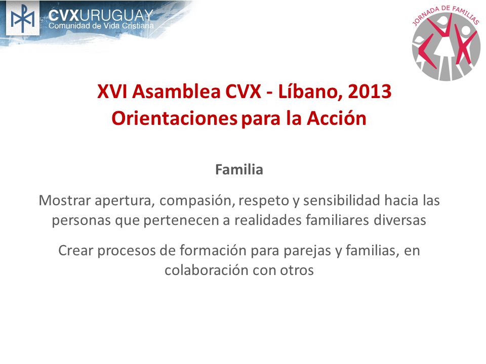 XVI Asamblea CVX - Líbano, 2013 Orientaciones para la Acción