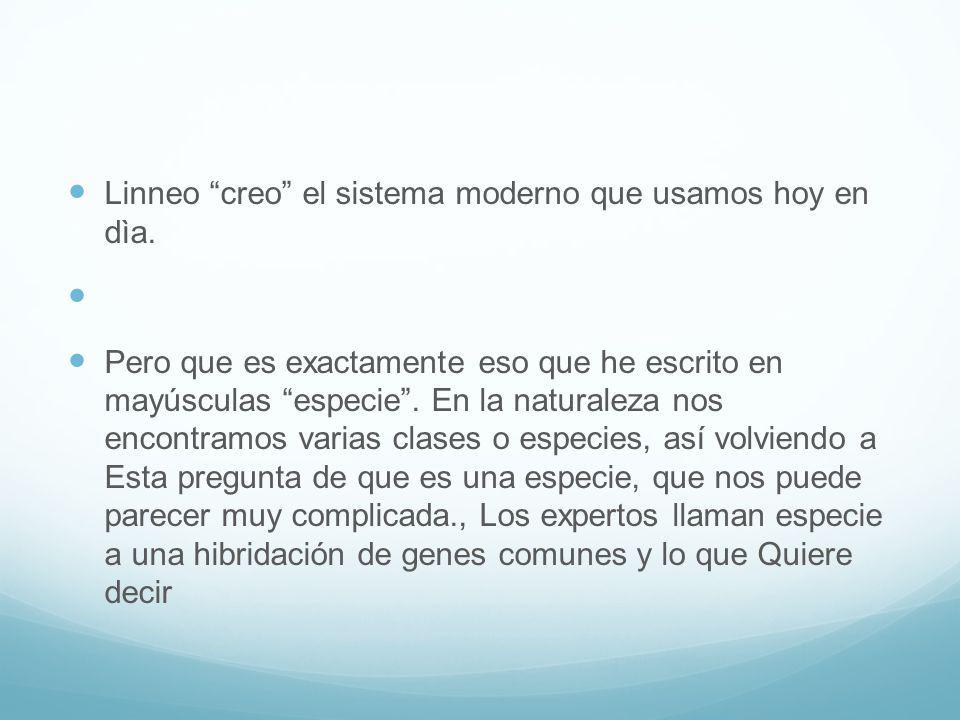 Linneo creo el sistema moderno que usamos hoy en dìa.