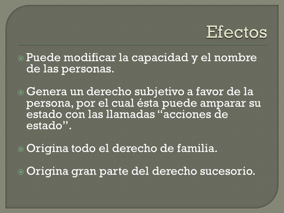 Efectos Puede modificar la capacidad y el nombre de las personas.