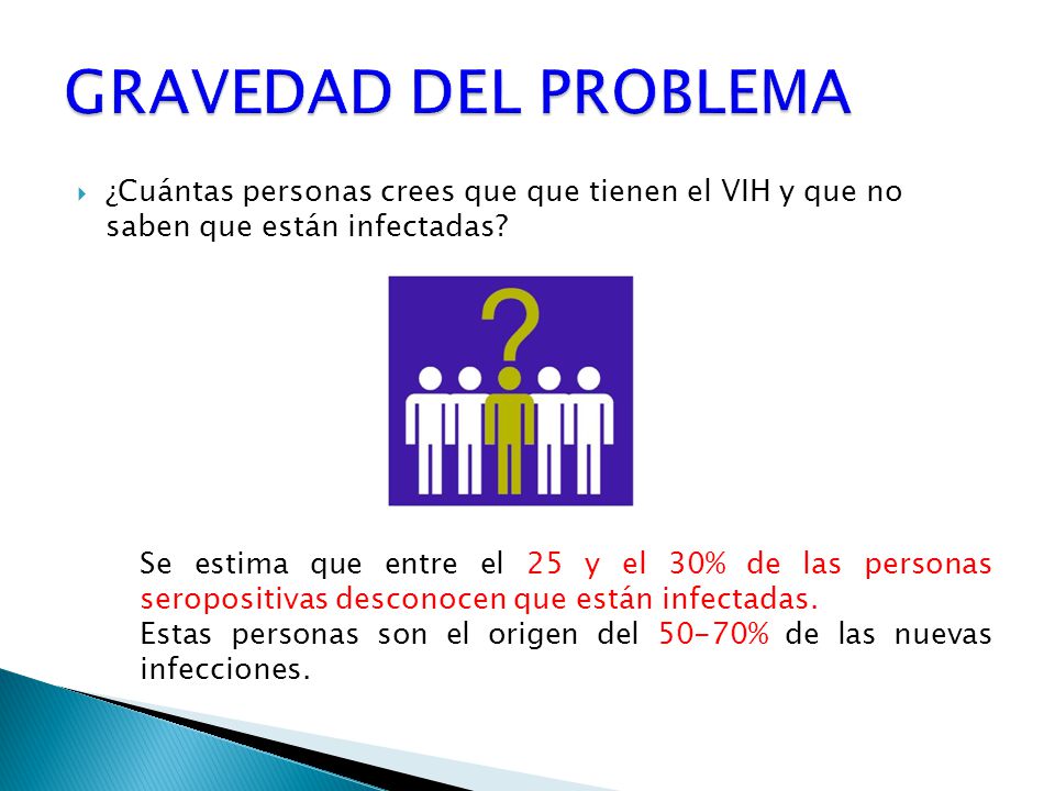 GRAVEDAD DEL PROBLEMA ¿Cuántas personas crees que que tienen el VIH y que no saben que están infectadas