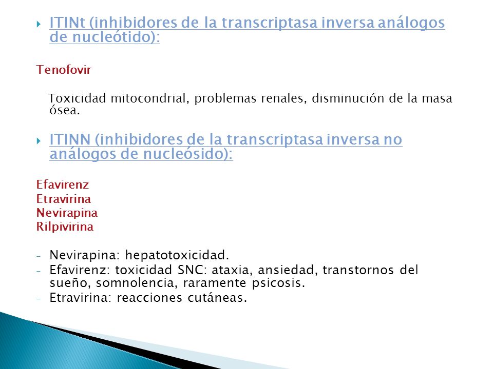 ITINt (inhibidores de la transcriptasa inversa análogos de nucleótido):