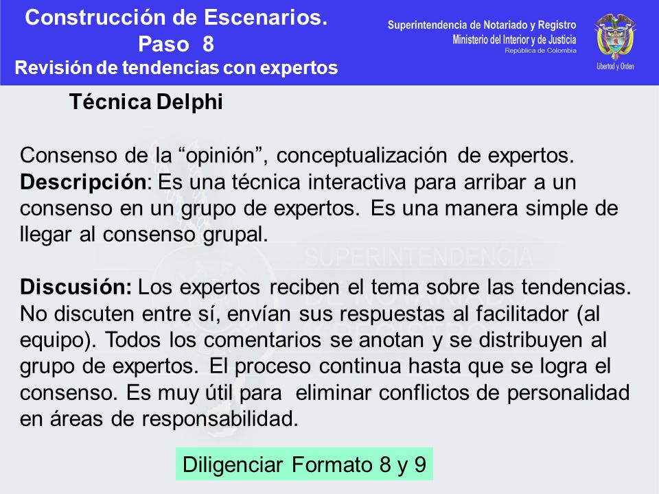 Construcción de Escenarios. Paso 8 Revisión de tendencias con expertos