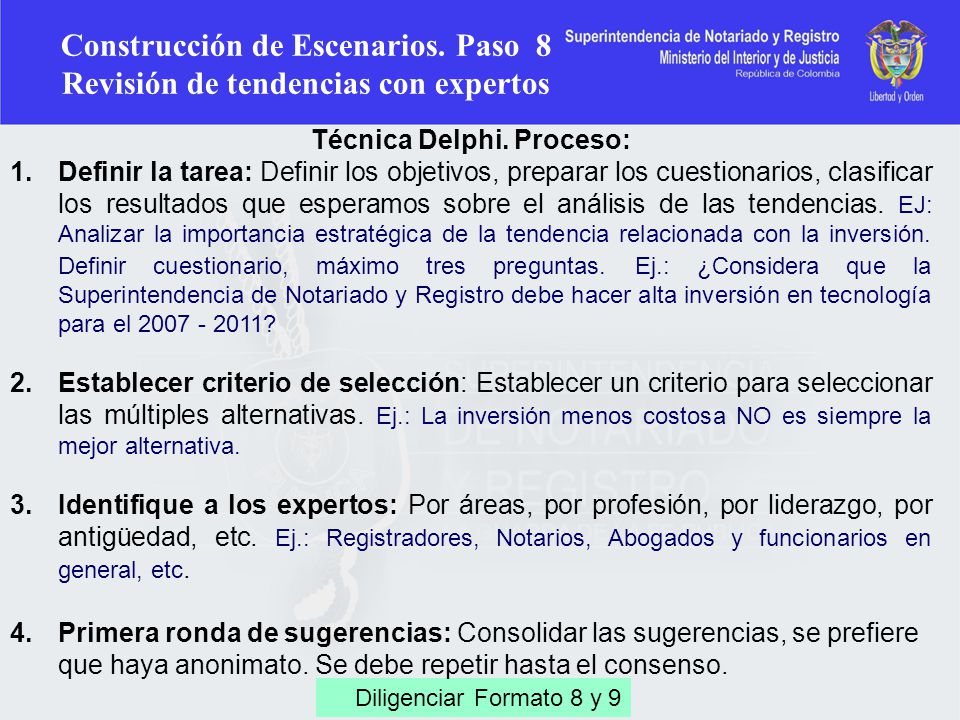 Construcción de Escenarios. Paso 8 Revisión de tendencias con expertos