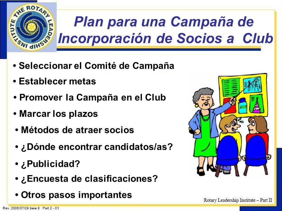 Plan para una Campaña de Incorporación de Socios a Club