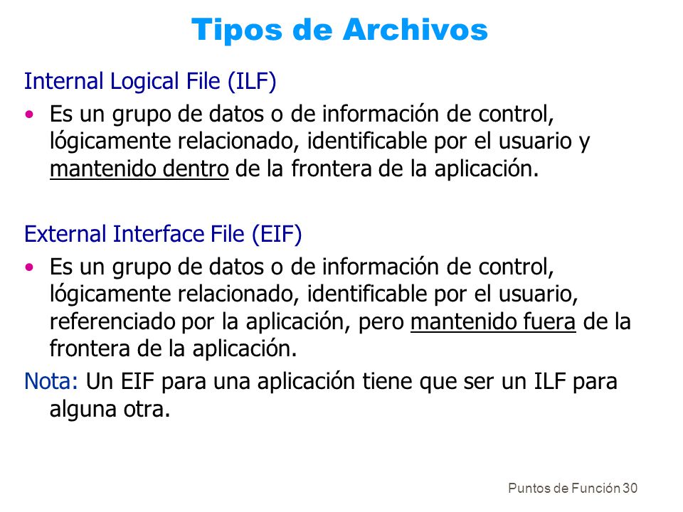 Tipos de Archivos Internal Logical File (ILF)