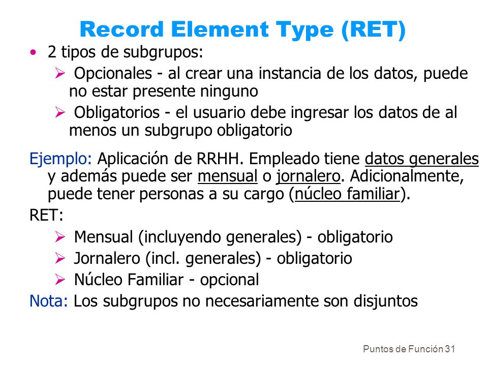 Record Element Type (RET)