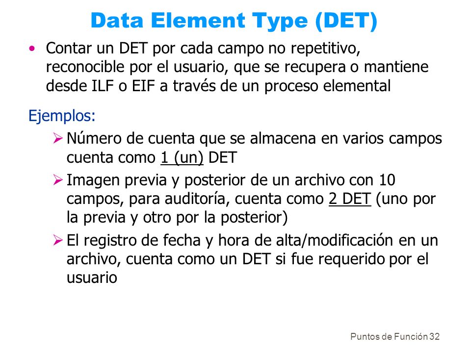Data Element Type (DET)