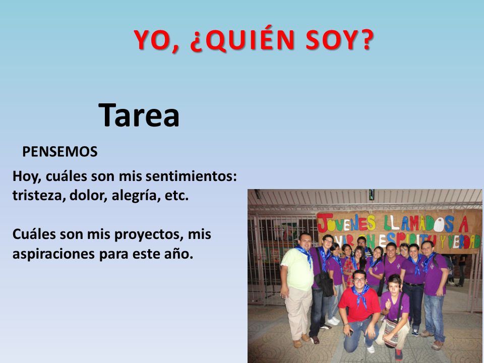 Tarea YO, ¿QUIÉN SOY PENSEMOS Hoy, cuáles son mis sentimientos: