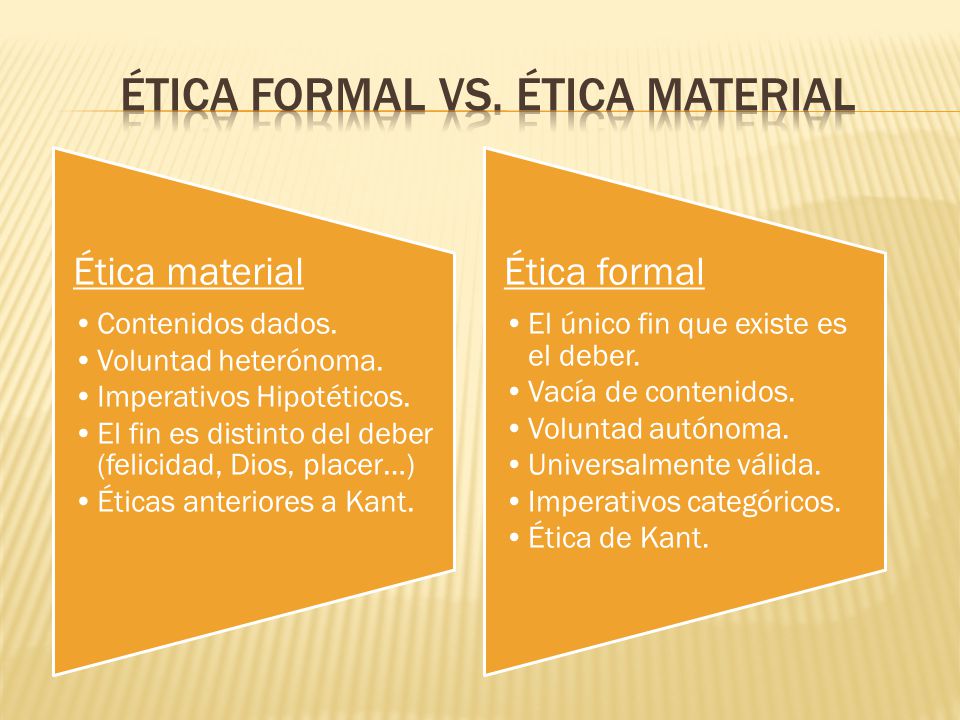 Ética formal vS. Ética material