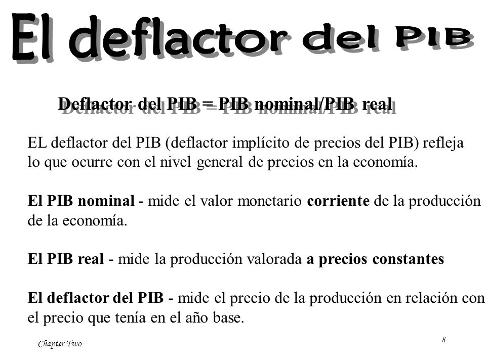 El deflactor del PIB Deflactor del PIB = PIB nominal/PIB real