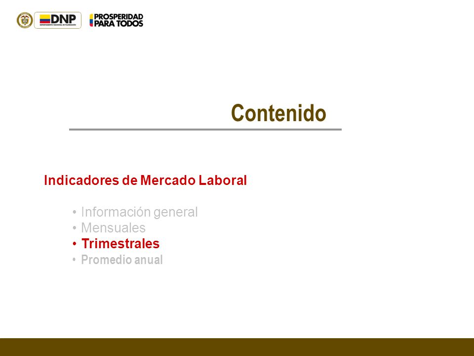 Contenido Indicadores de Mercado Laboral Información general Mensuales