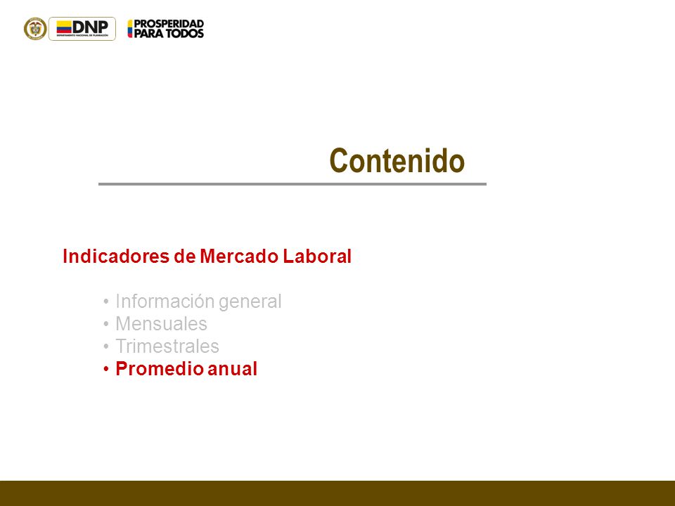 Contenido Indicadores de Mercado Laboral Información general Mensuales