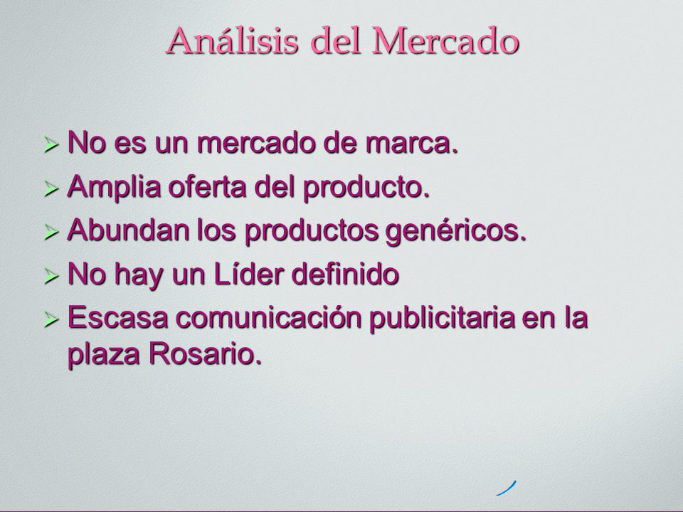 Análisis del Mercado No es un mercado de marca.