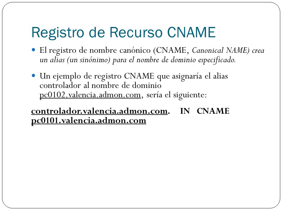 Registro de Recurso CNAME