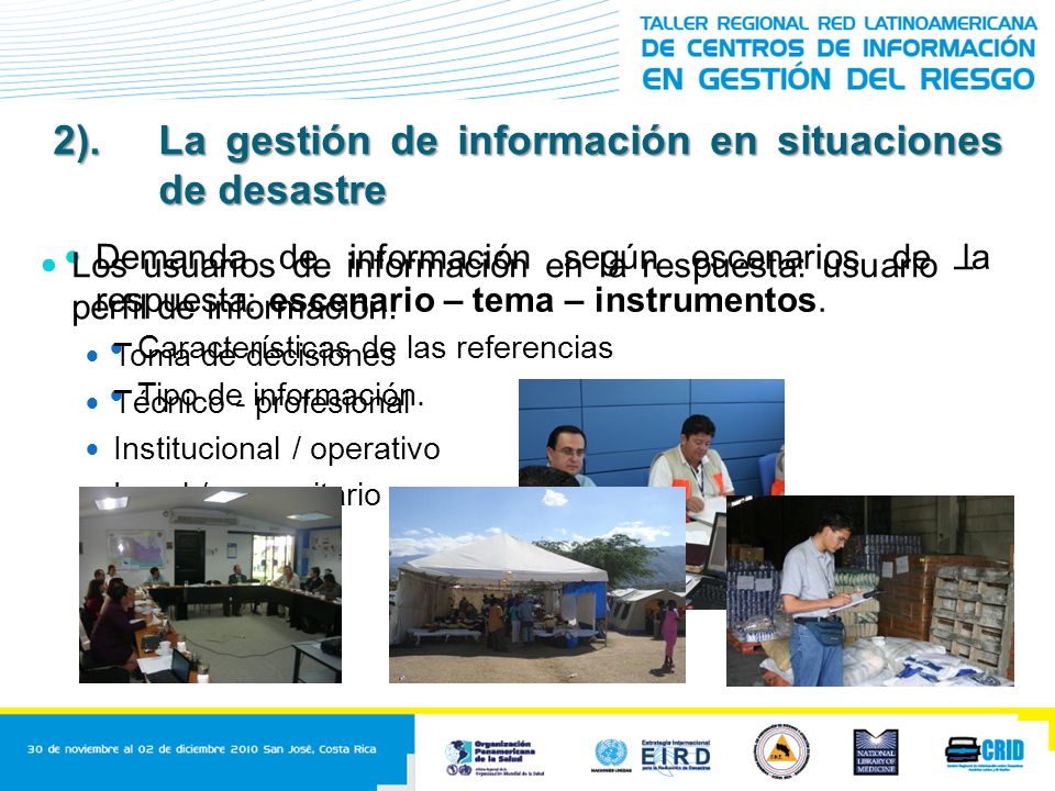2). La gestión de información en situaciones de desastre