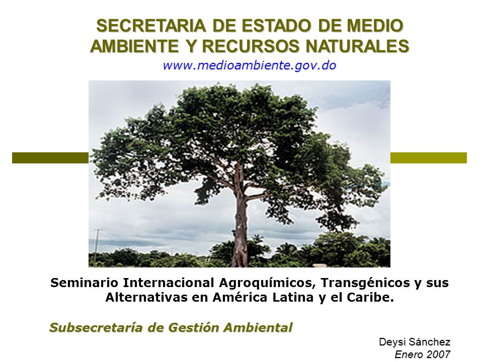 SECRETARIA DE ESTADO DE MEDIO AMBIENTE Y RECURSOS NATURALES www