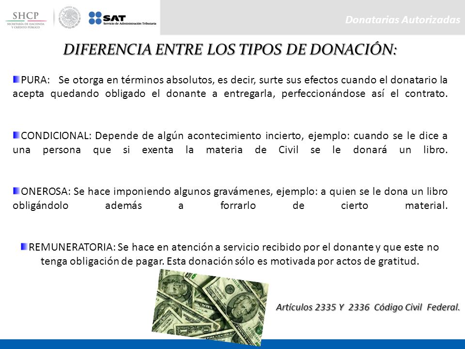 DIFERENCIA ENTRE LOS TIPOS DE DONACIÓN: