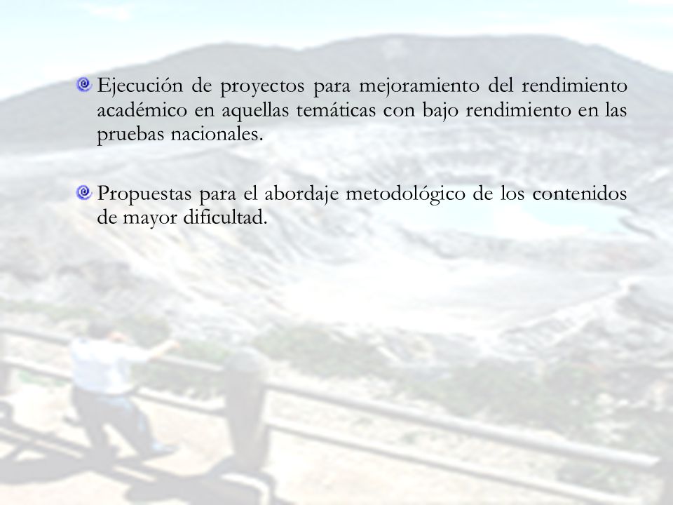 Ejecución de proyectos para mejoramiento del rendimiento académico en aquellas temáticas con bajo rendimiento en las pruebas nacionales.