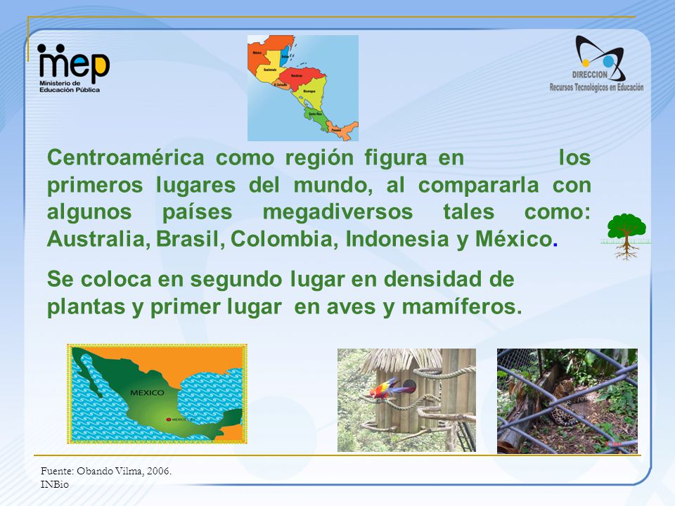 Centroamérica como región figura en los primeros lugares del mundo, al compararla con algunos países megadiversos tales como: Australia, Brasil, Colombia, Indonesia y México.