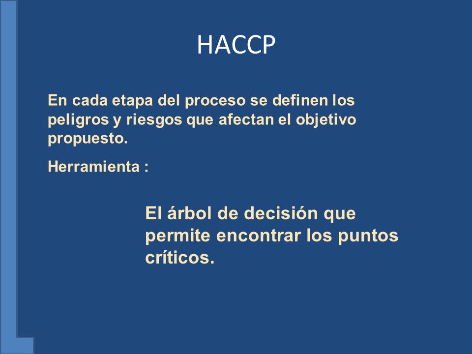 HACCP El árbol de decisión que permite encontrar los puntos críticos.