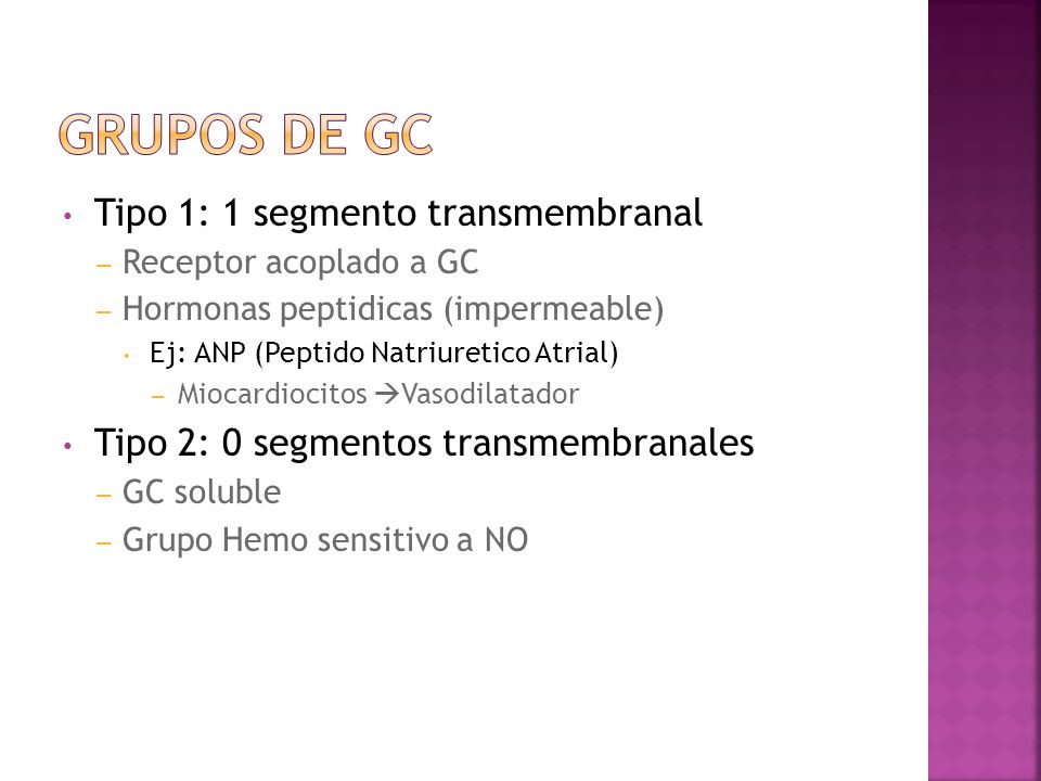 Grupos de GC Tipo 1: 1 segmento transmembranal
