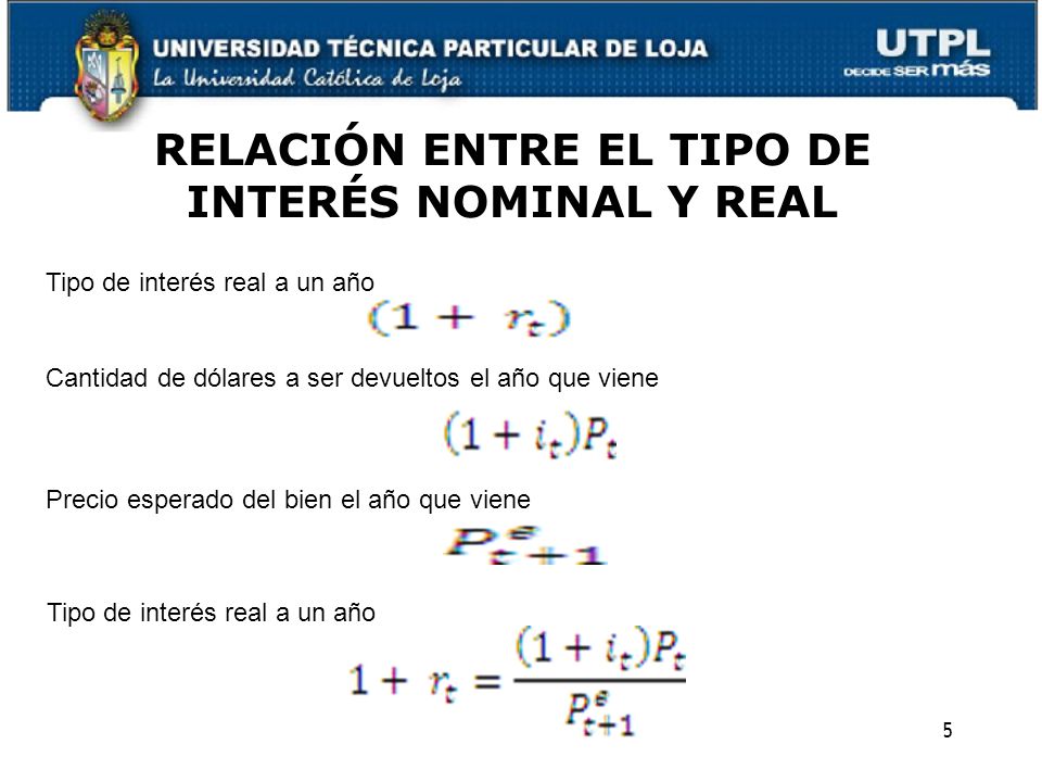 RELACIÓN ENTRE EL TIPO DE INTERÉS NOMINAL Y REAL