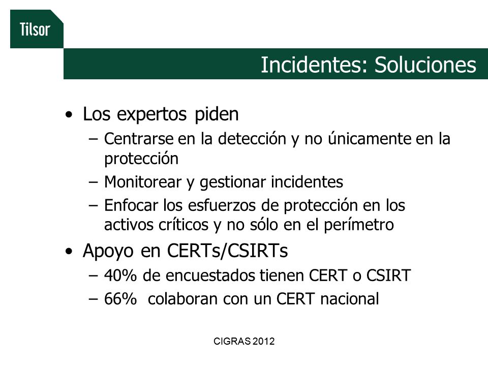 Incidentes: Soluciones