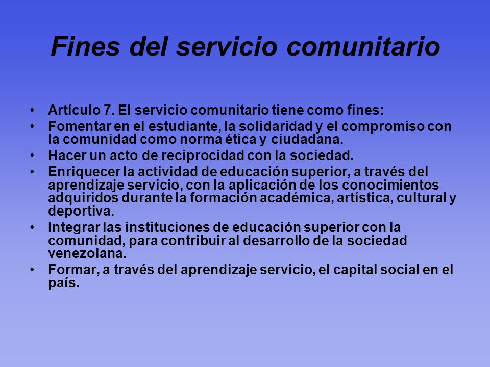 Fines del servicio comunitario