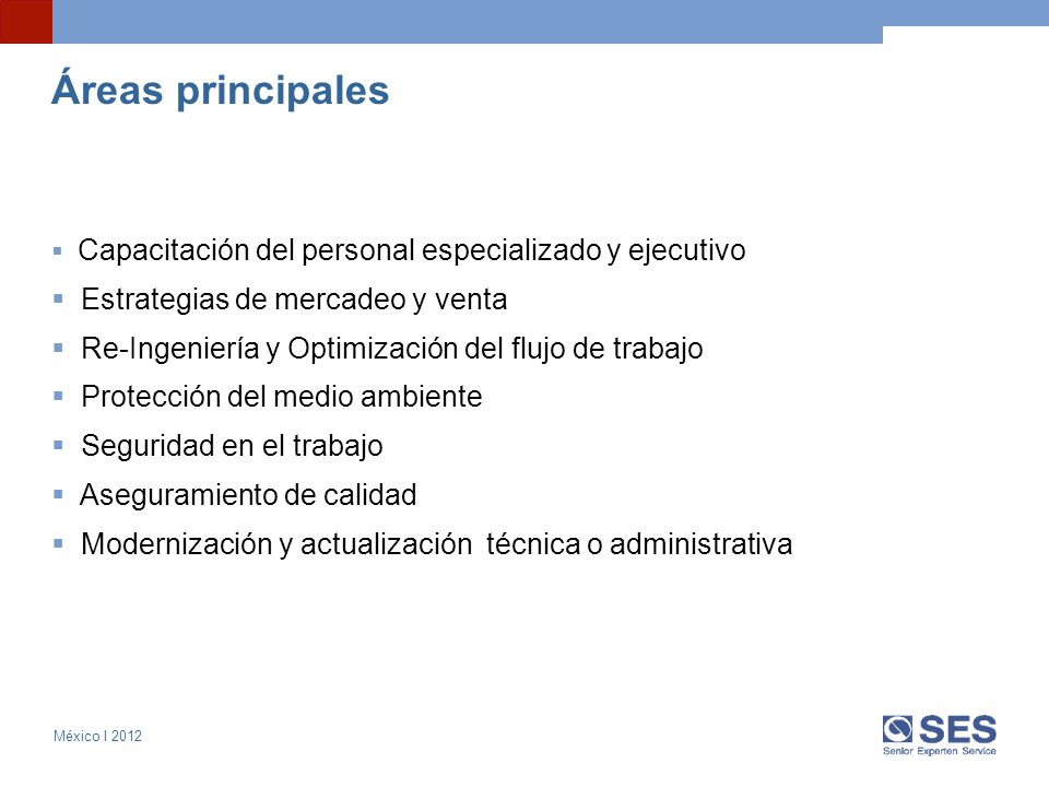 Áreas principales Estrategias de mercadeo y venta