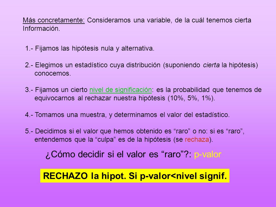 ¿Cómo decidir si el valor es raro : p-valor