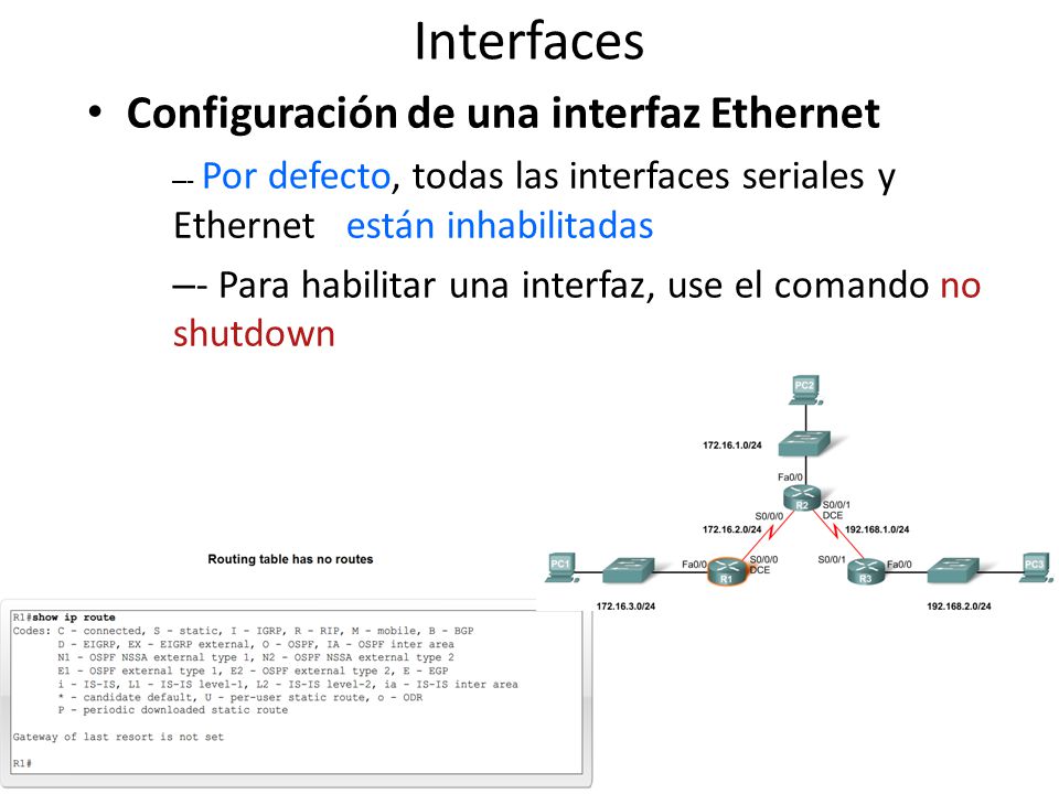 Interfaces Configuración de una interfaz Ethernet
