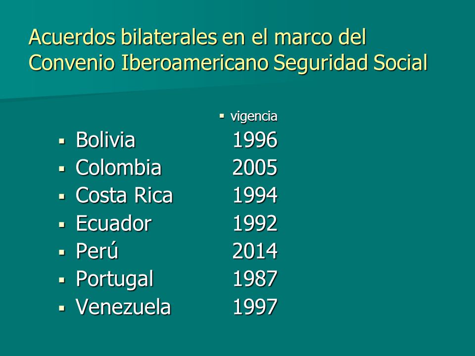 Acuerdos bilaterales en el marco del Convenio Iberoamericano Seguridad Social