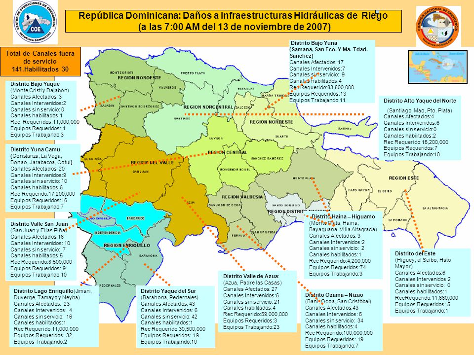 República Dominicana: Daños a Infraestructuras Hidráulicas de Riego (a las 7:00 AM del 13 de noviembre de 2007)
