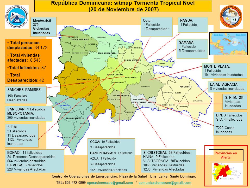 República Dominicana: sitmap Tormenta Tropical Noel (20 de Noviembre de 2007)