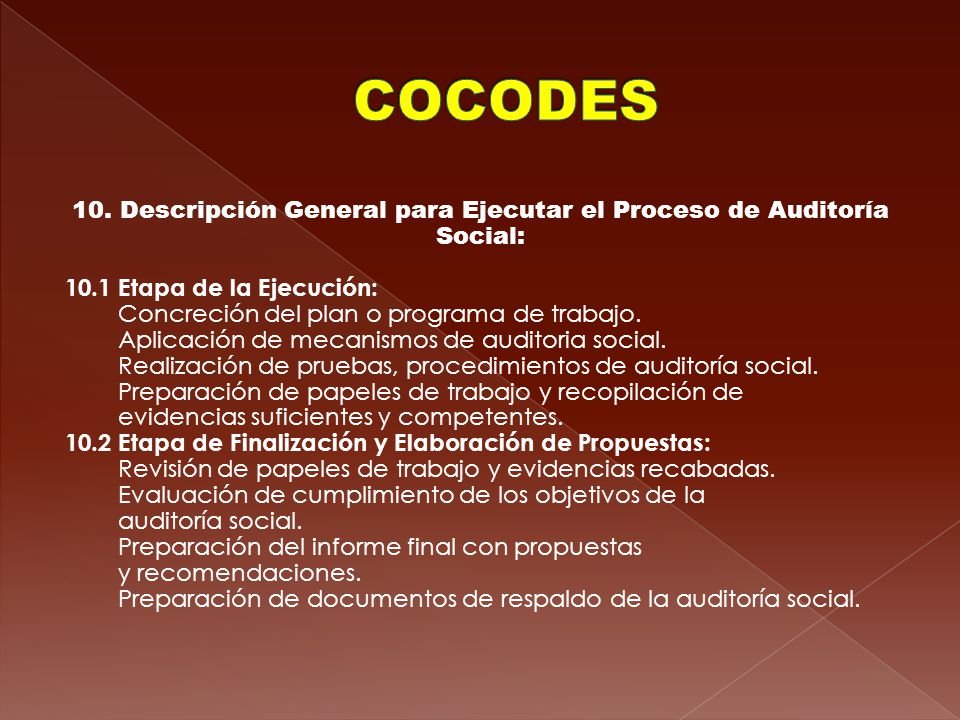 10. Descripción General para Ejecutar el Proceso de Auditoría