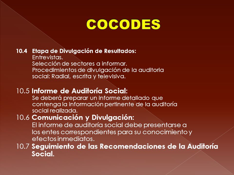 COCODES 10.5 Informe de Auditoría Social: