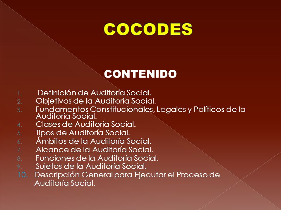 COCODES CONTENIDO Definición de Auditoría Social.
