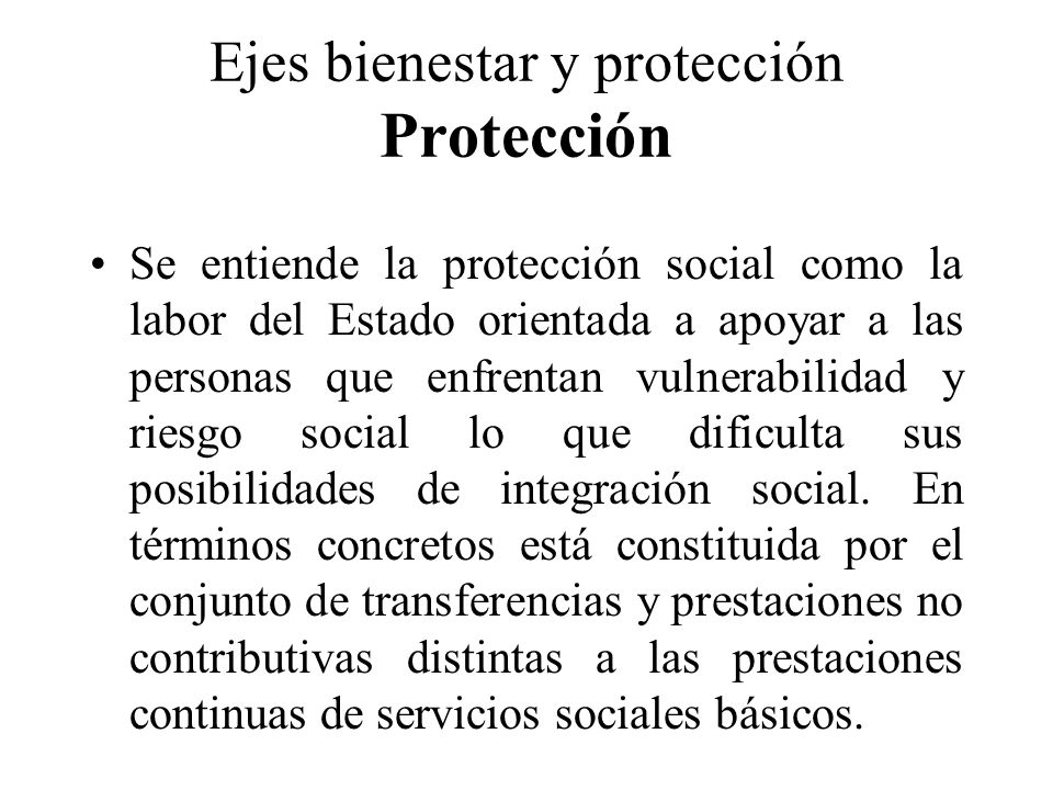 Ejes bienestar y protección Protección
