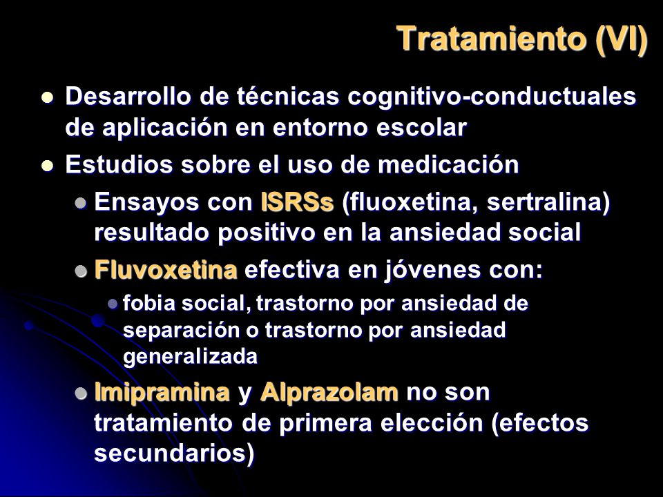 Tratamiento (VI) Desarrollo de técnicas cognitivo-conductuales de aplicación en entorno escolar. Estudios sobre el uso de medicación.