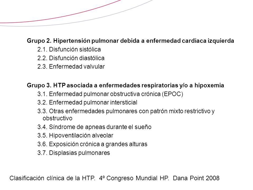 Grupo 2. Hipertensión pulmonar debida a enfermedad cardíaca izquierda
