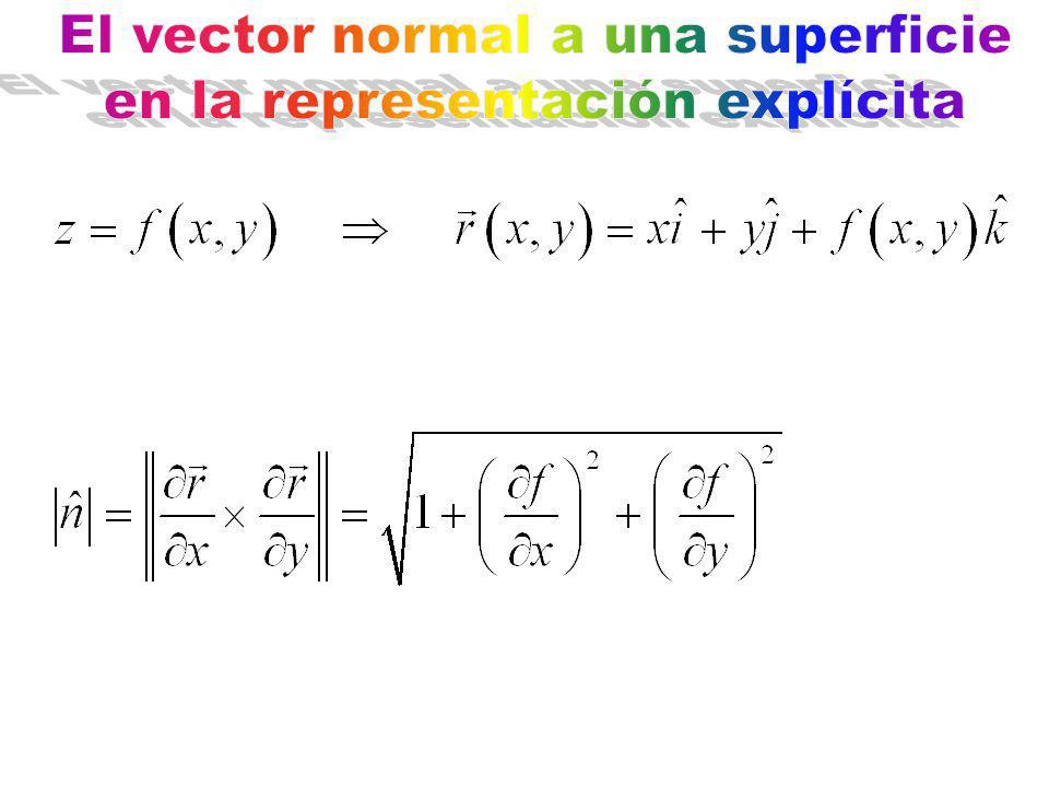 El vector normal a una superficie en la representación explícita