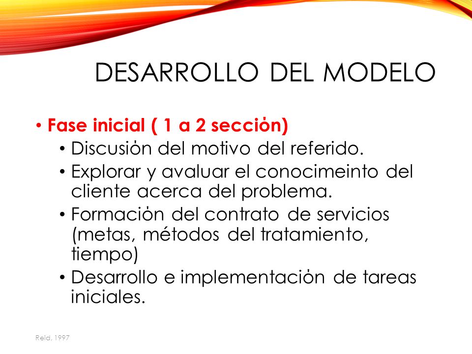 Desarrollo del Modelo Fase inicial ( 1 a 2 secciόn)