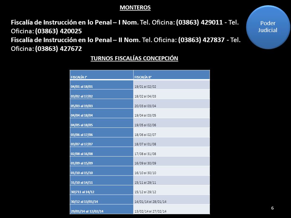 MONTEROS Fiscalía de Instrucción en lo Penal – I Nom. Tel. Oficina: (03863) Tel. Oficina: (03863)