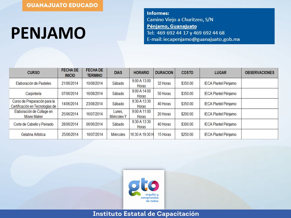 PENJAMO Informes: Camino Viejo a Churitzeo, S/N Pénjamo, Guanajuato