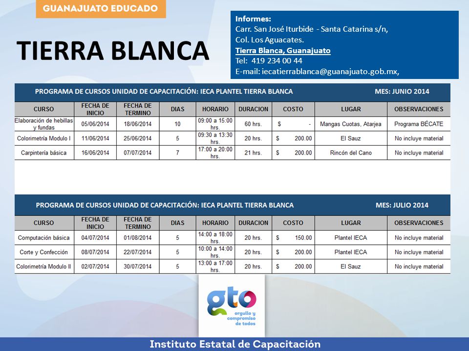 TIERRA BLANCA Informes: Carr. San José Iturbide - Santa Catarina s/n,
