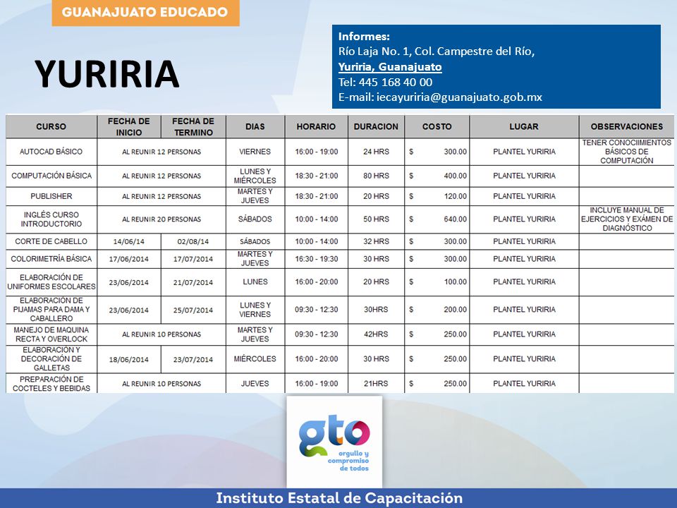 YURIRIA Informes: Río Laja No. 1, Col. Campestre del Río,
