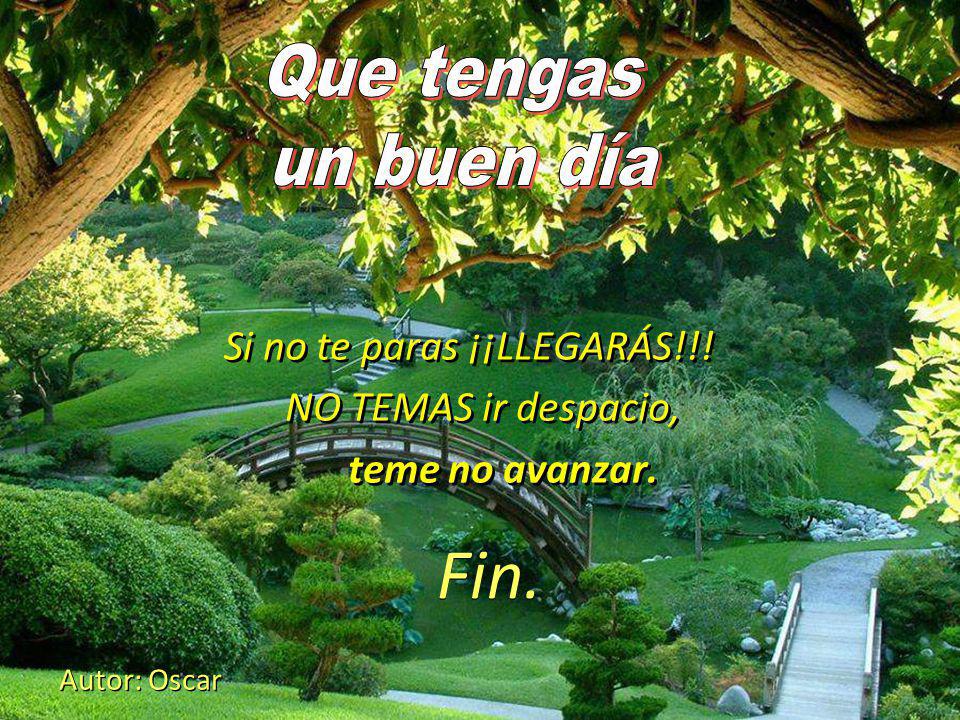 Si no te paras ¡¡LLEGARÁS!!! NO TEMAS ir despacio, teme no avanzar.