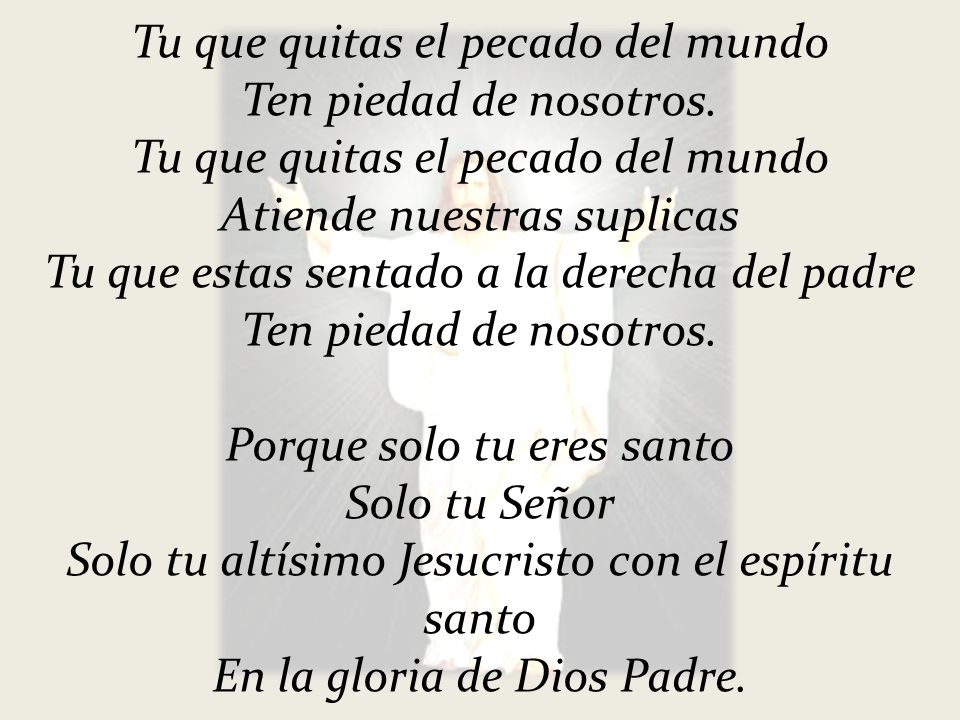 Tu que quitas el pecado del mundo Ten piedad de nosotros.