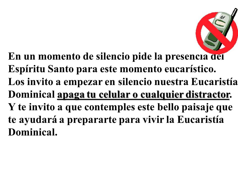En un momento de silencio pide la presencia del Espíritu Santo para este momento eucarístico.